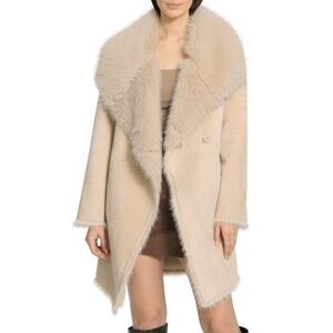 New Avec Les Filles Faux Shearling Coat Khaki XS $299